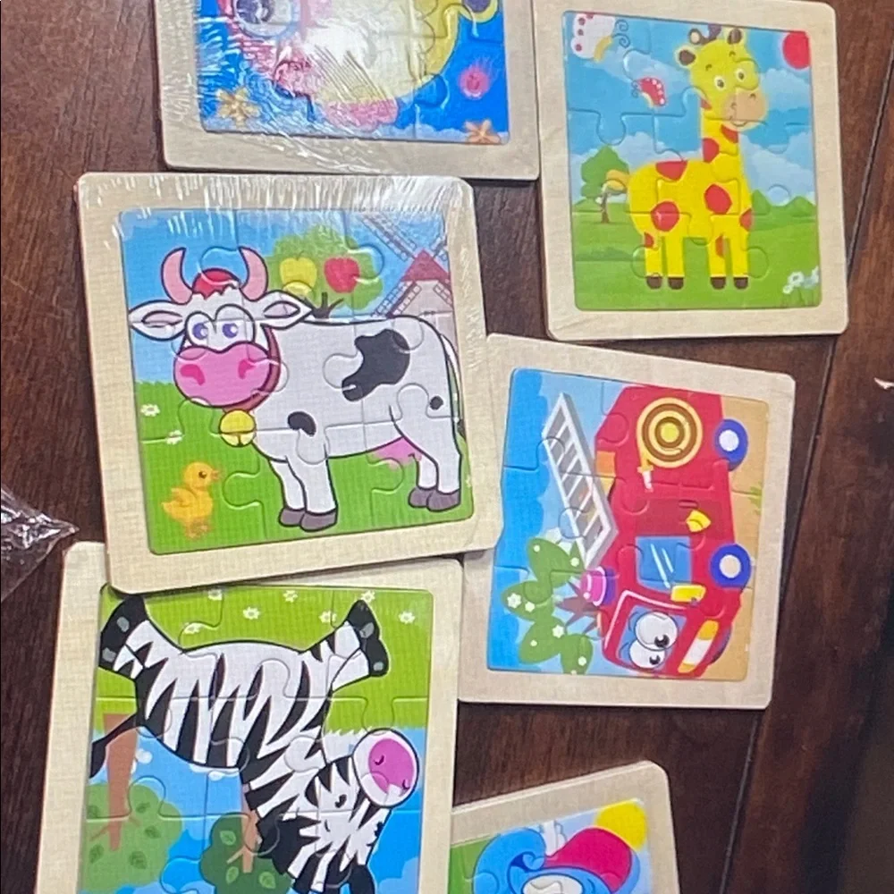 Blue Elephant Wooden Jigsaw Puzzle for Kids - Bright Pink Ears